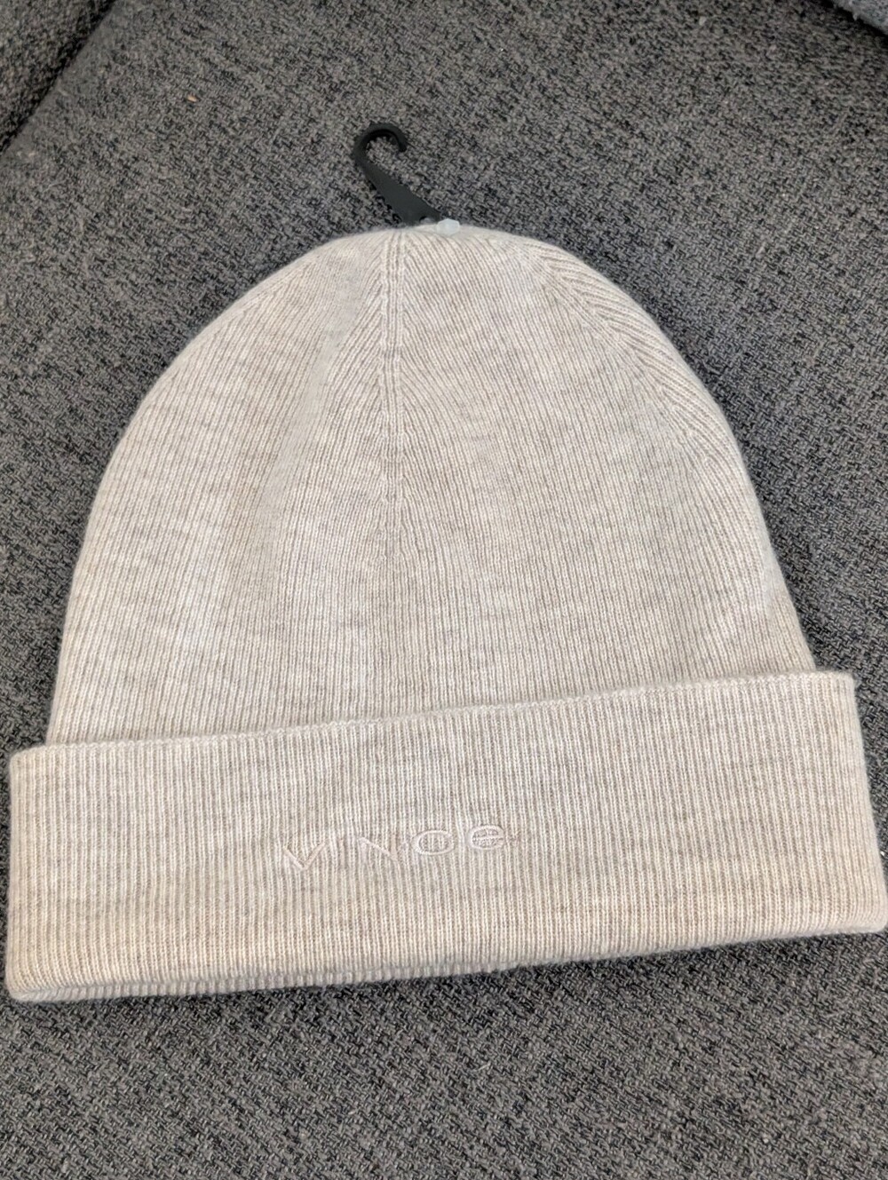 VINCE Fine Rib Double Layer Cuff Knit Hat In Neutral - Picture 3 of 7